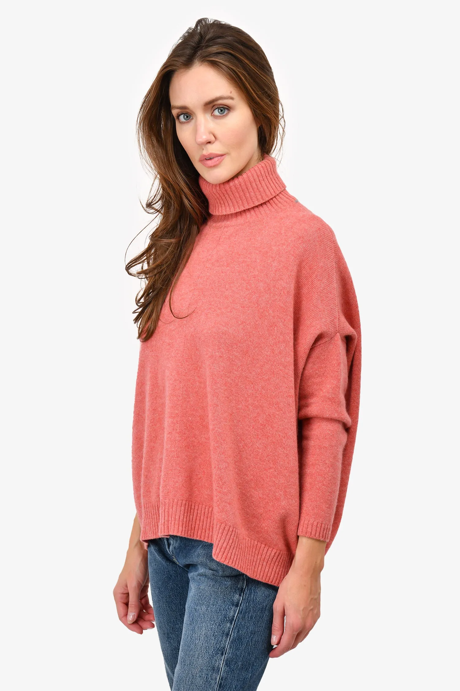 Brunello Cuccineli Coral Cashmere Turtleneck Sweater Size XS