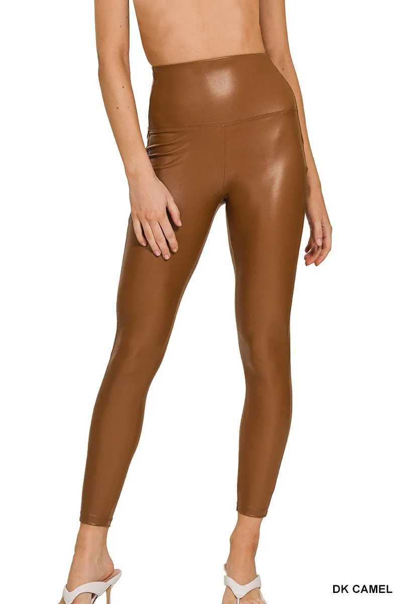 Camel Siren Sleek Leather Leggings