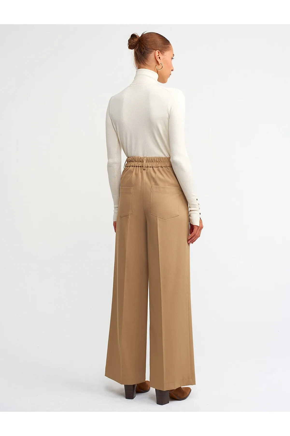 camel wide leg trousers