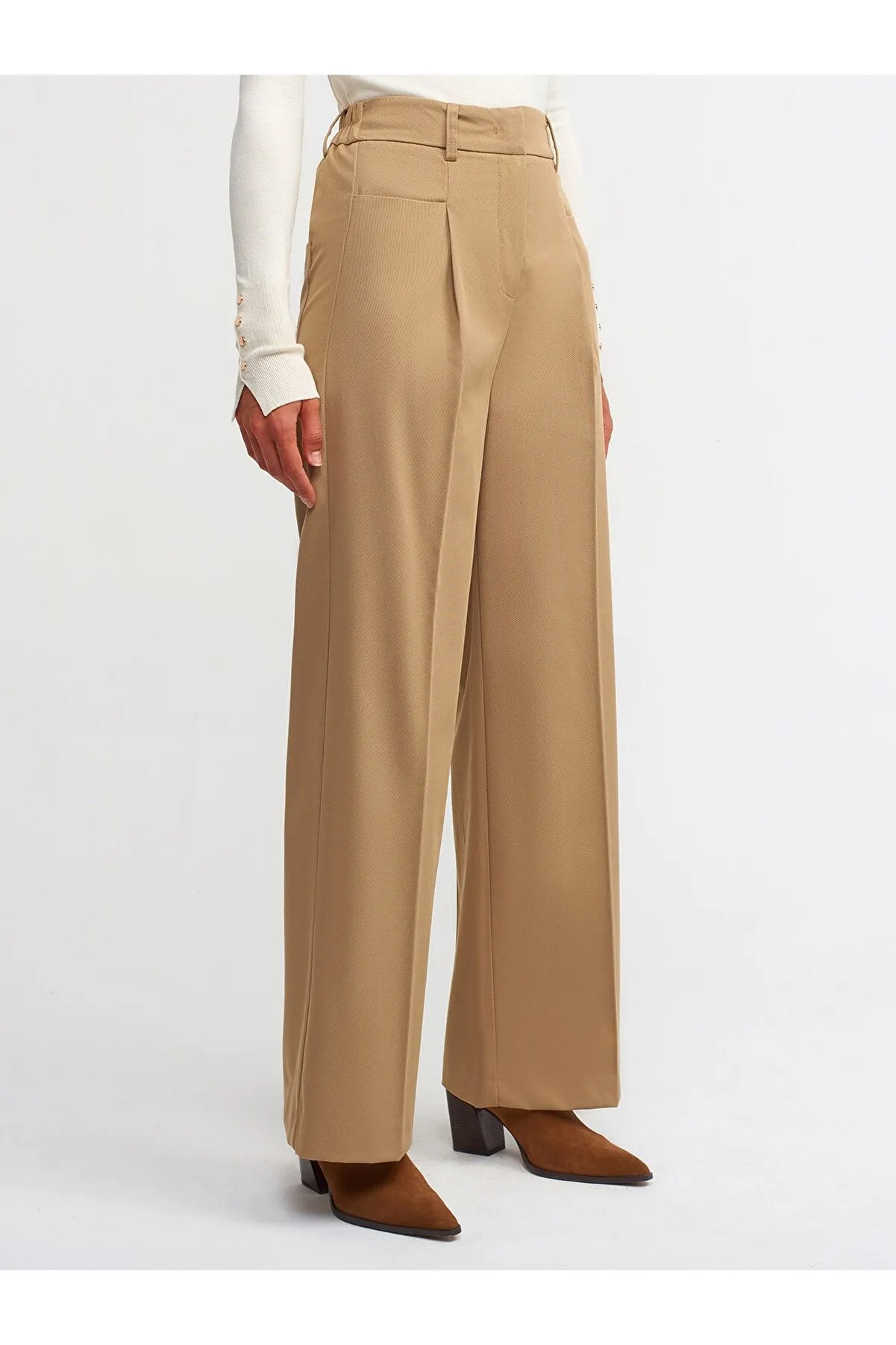 camel wide leg trousers