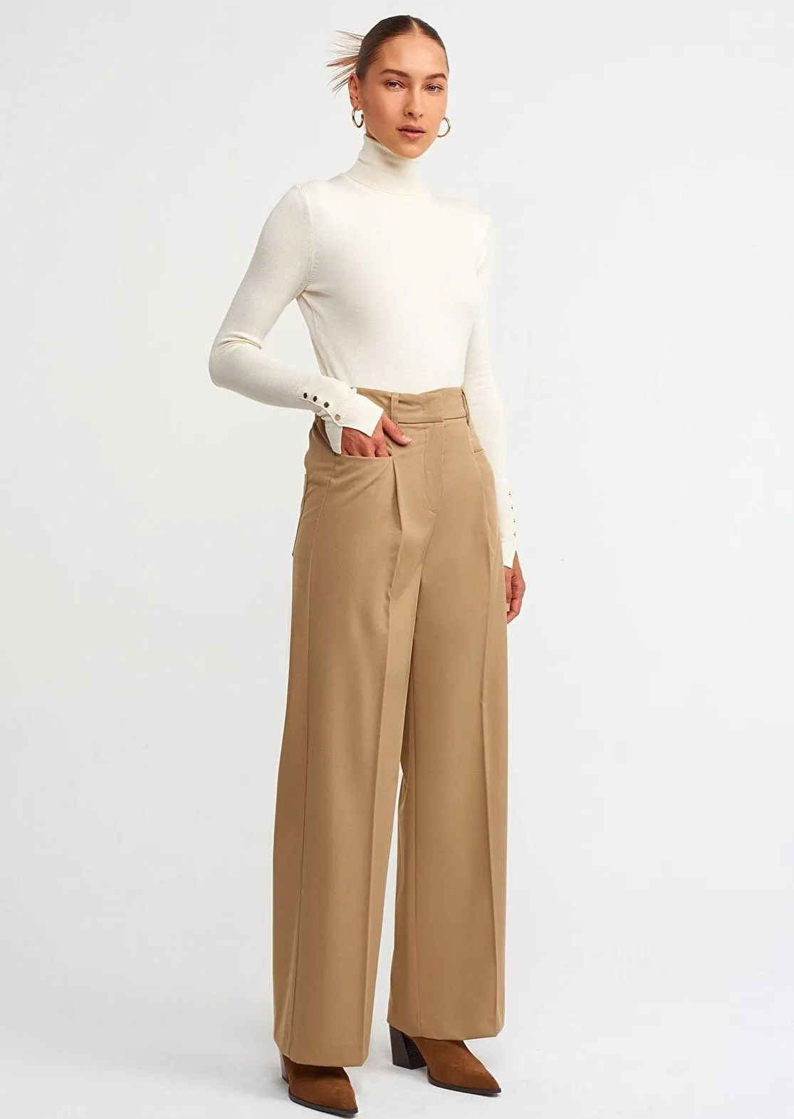 camel wide leg trousers