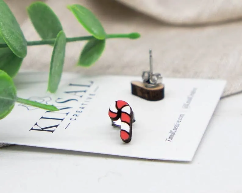 Candy Cane Stud Earrings