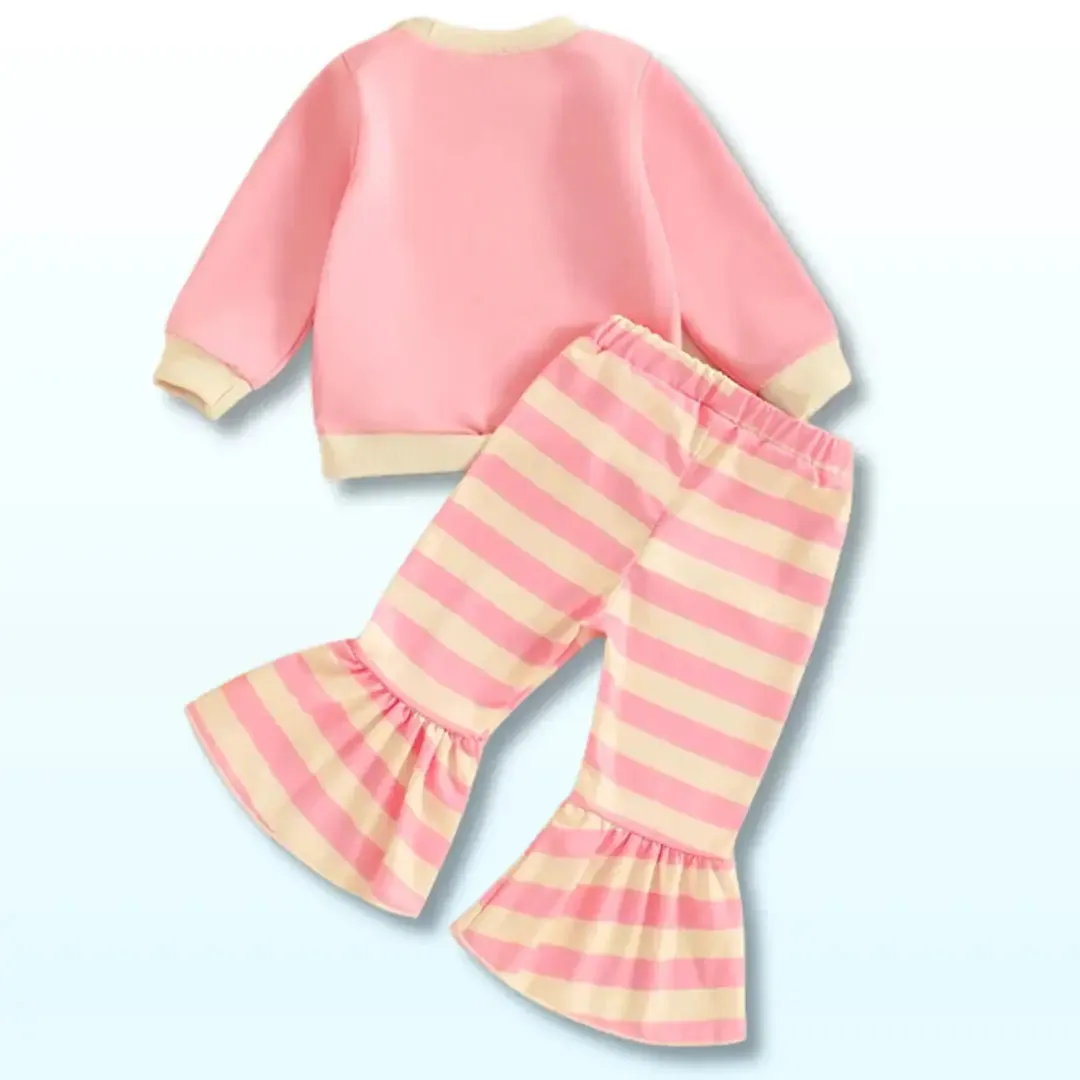 Candy Stripes Casual 🍬 Long Sleeve Sweatshirt   Striped Flare Pants (18M-5T)