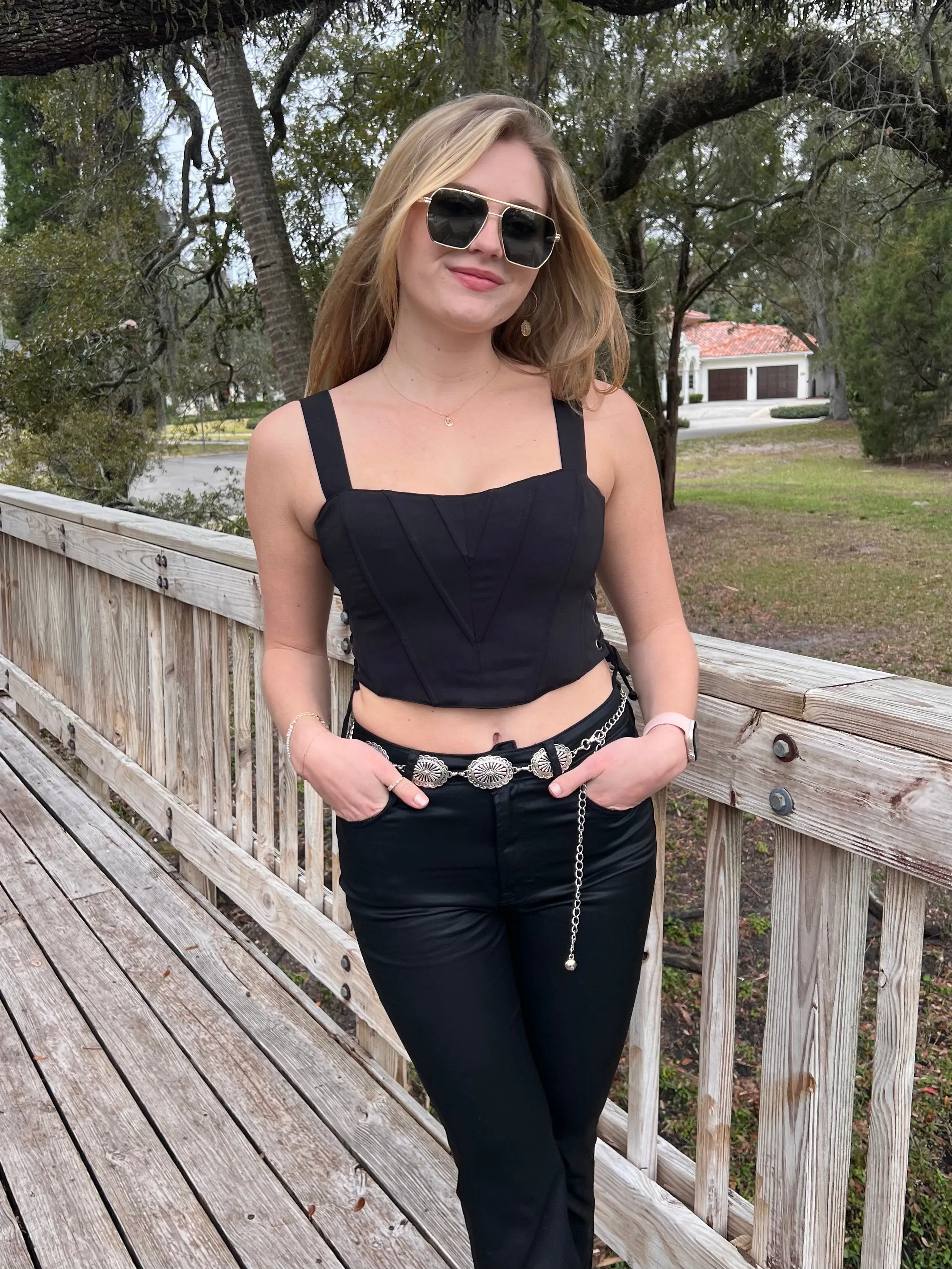 CARA CORSET TOP IN BLACK