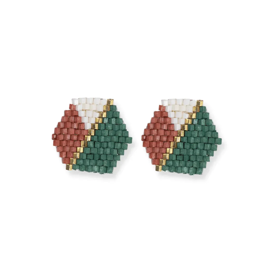 Casey Hexagon Post Beaded Earrings Desert