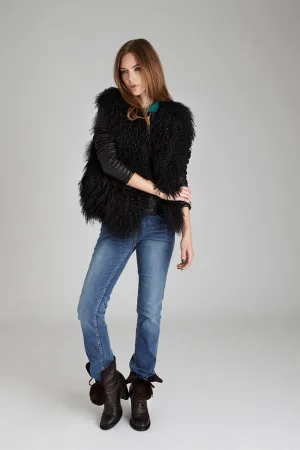 Cassie Black Lamb Fur Vest