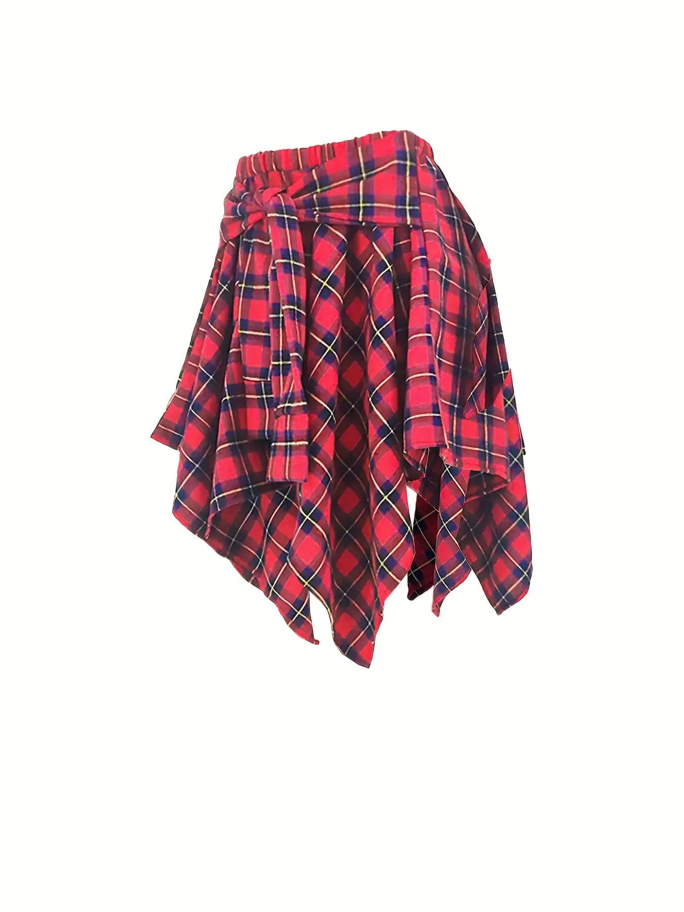 Casual Chic Plaid Asymmetrical Hem Midi Dress