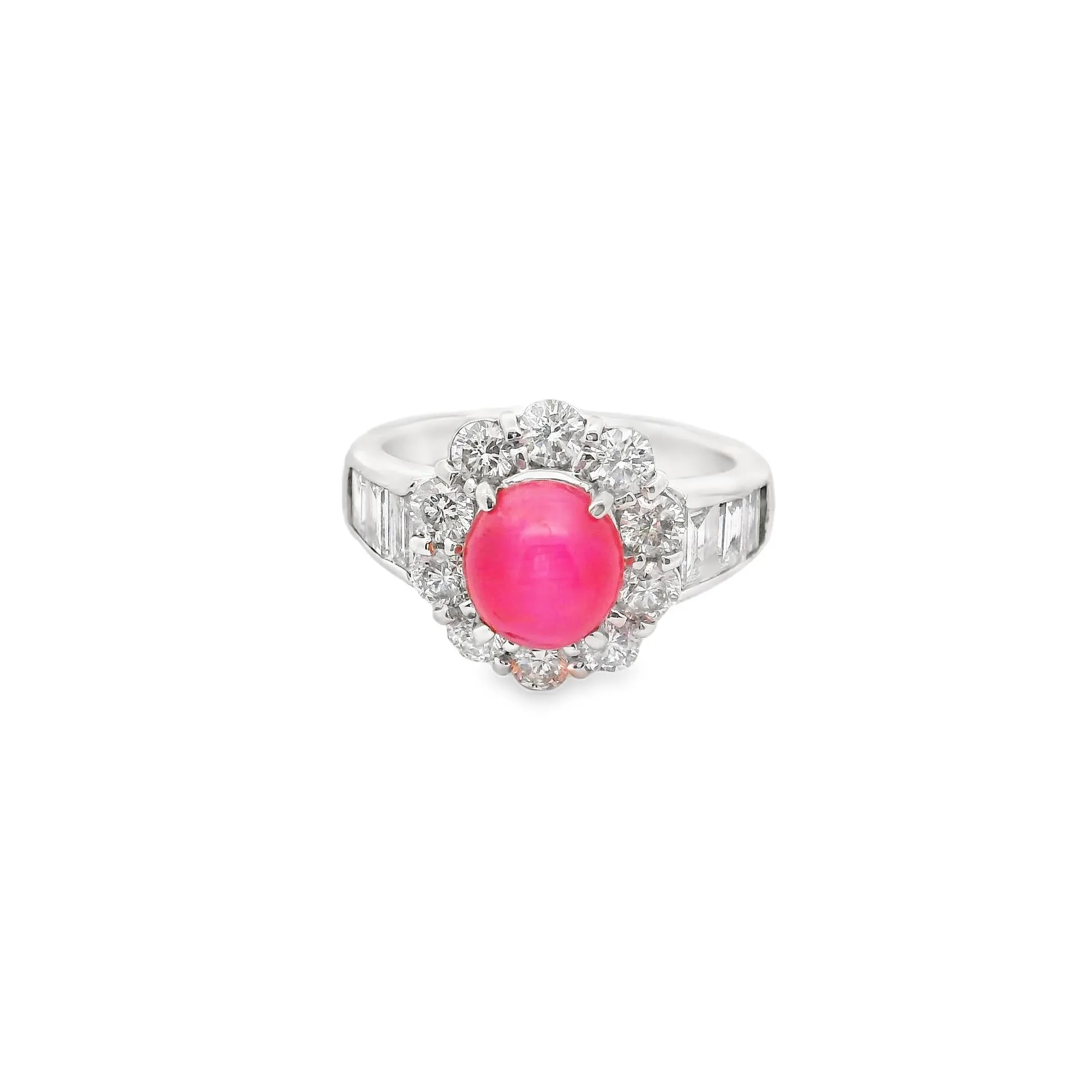 Cats-Eye Tourmaline Diamond Halo Platinum Ring