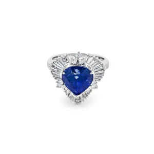 Ceylon Pear Shape Sapphire and Diamond Ring