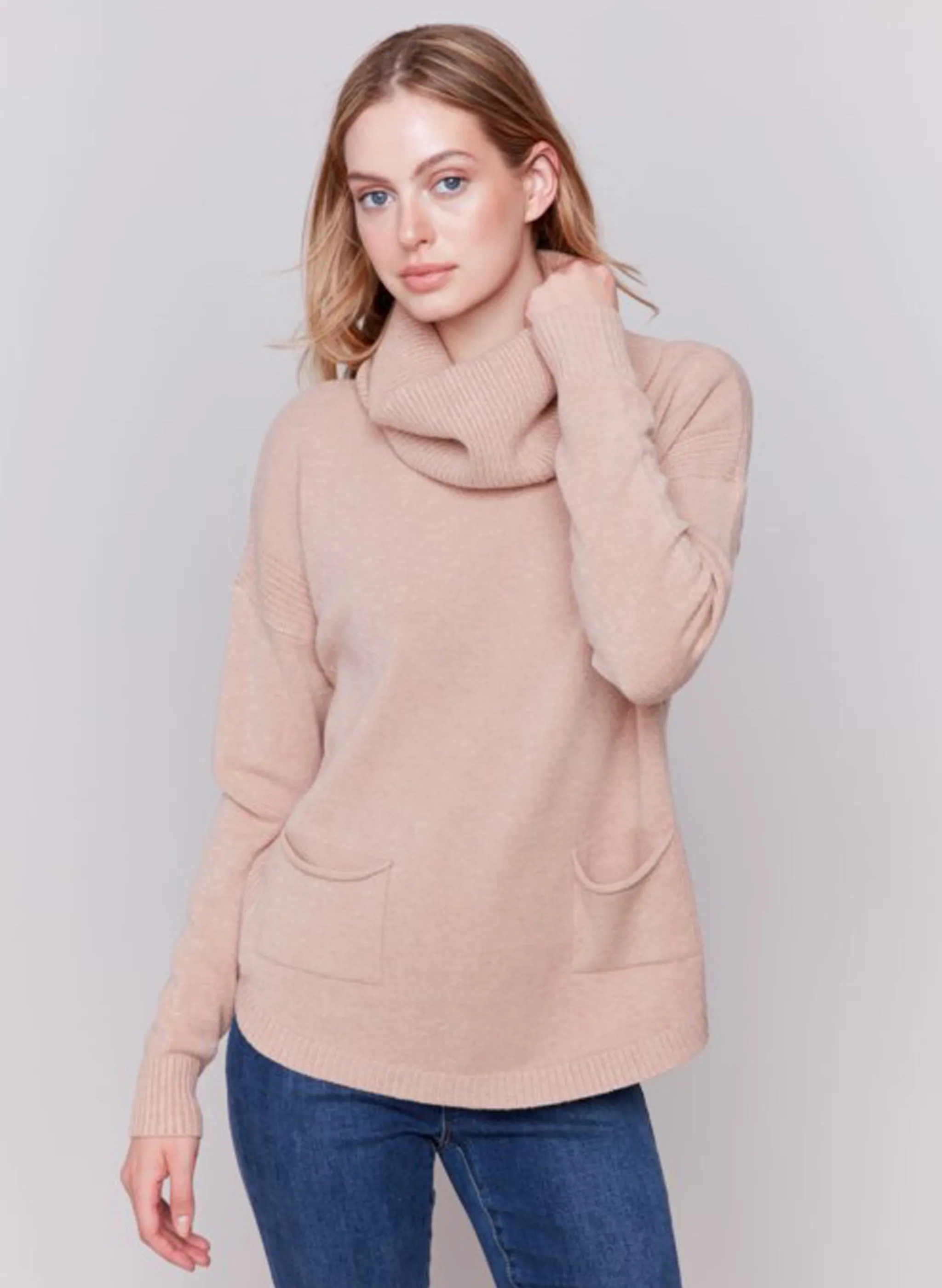 Charlie B - Sweater With Removable Scarf - H-Truffle