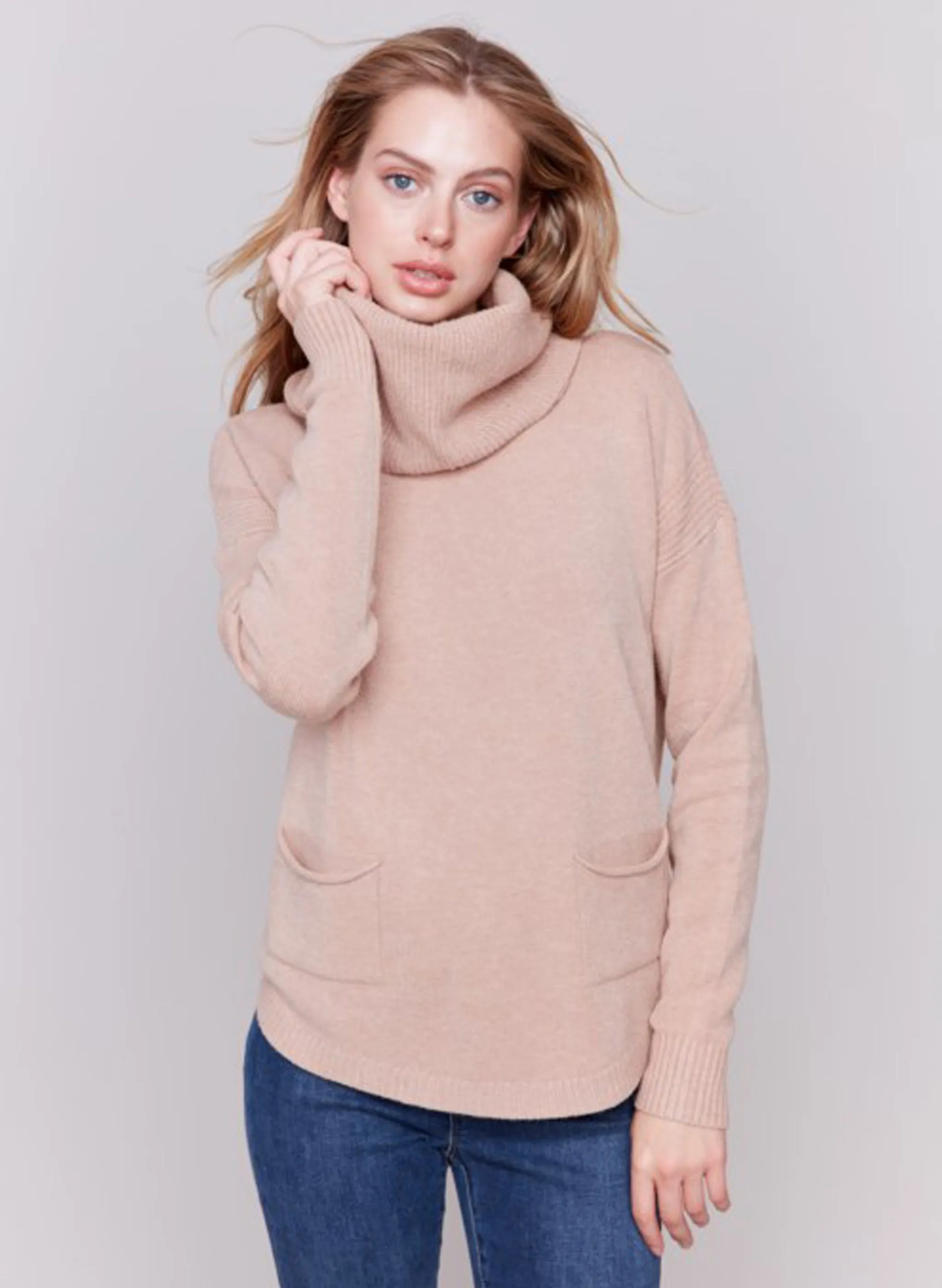 Charlie B - Sweater With Removable Scarf - H-Truffle