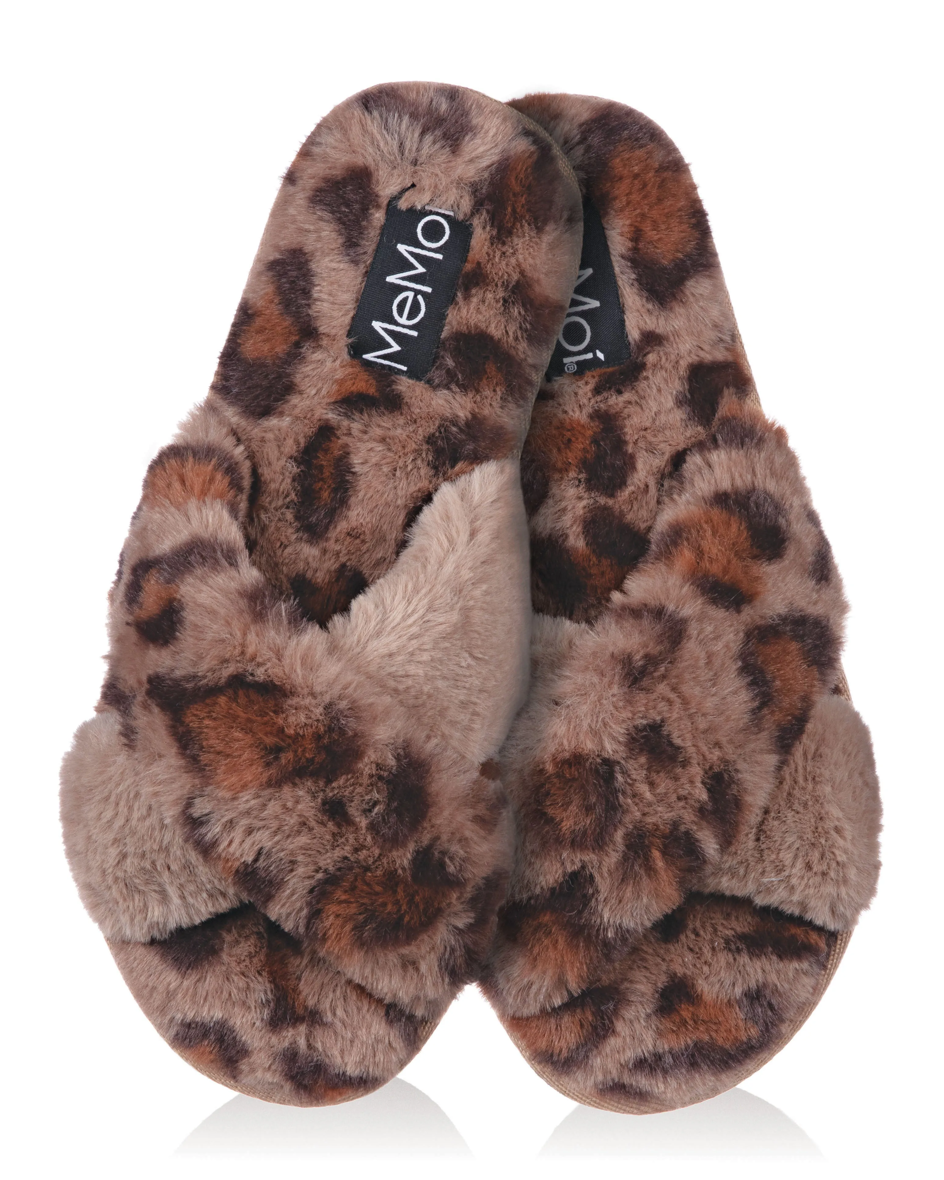 Cheetah Crossover Open Toe Plush Slippers