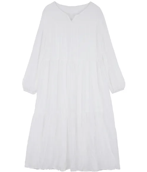 Chic Long Sleeve White Chiffon Summer Dress