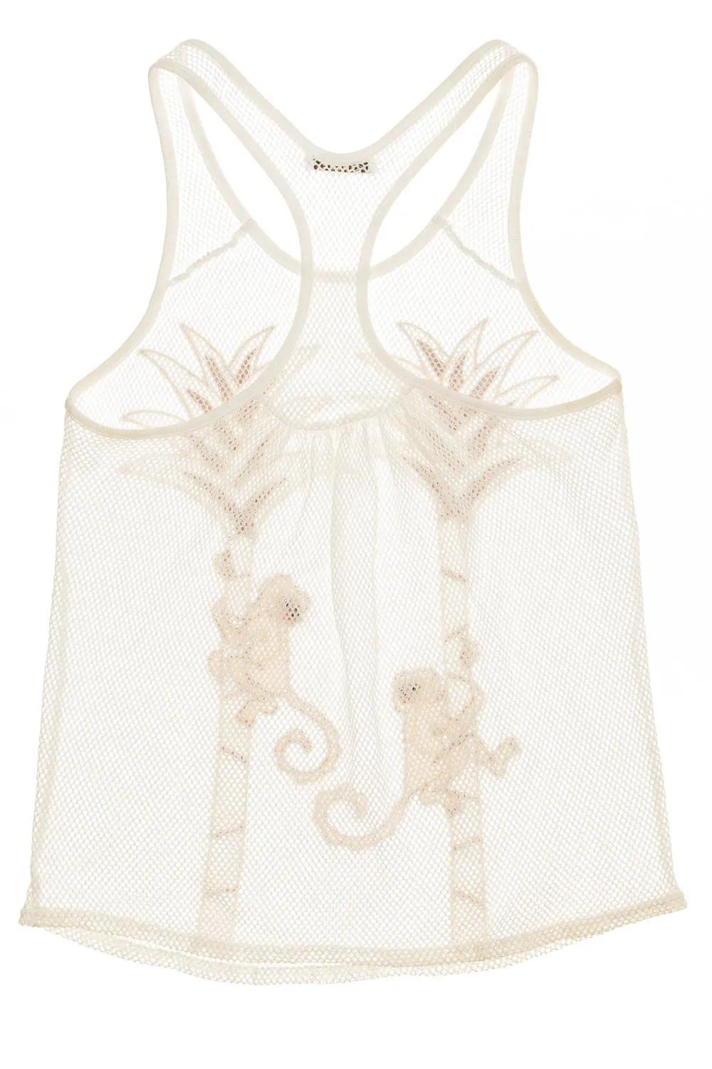 Chloe - White Fish Net Tank with Monkeys and Palm Trees - FR 38