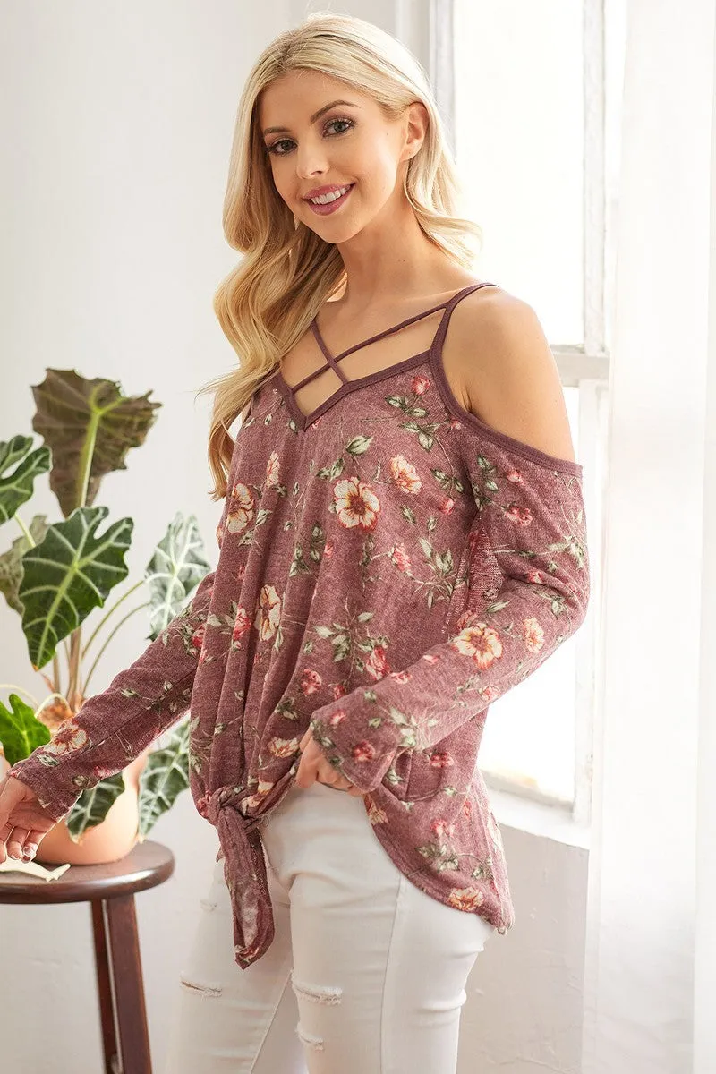 Cold shoulder floral top