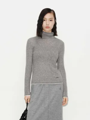 Contrast Detail Turtleneck Top