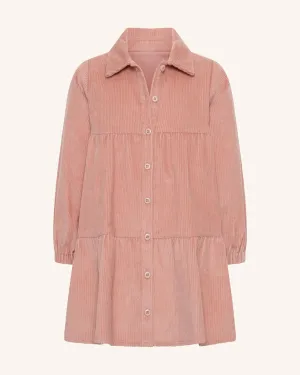 Corduroy Tiered Dress - Dusty Rose