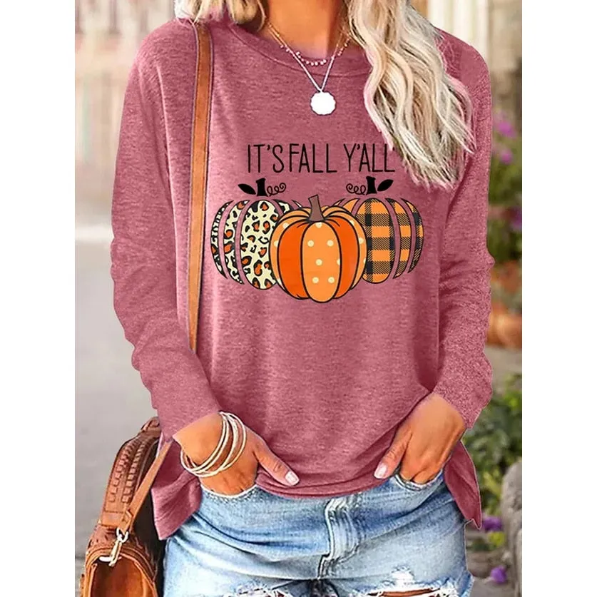 Cozy Fall 'Tis The Season' Pumpkin Long Sleeve Tee for Women