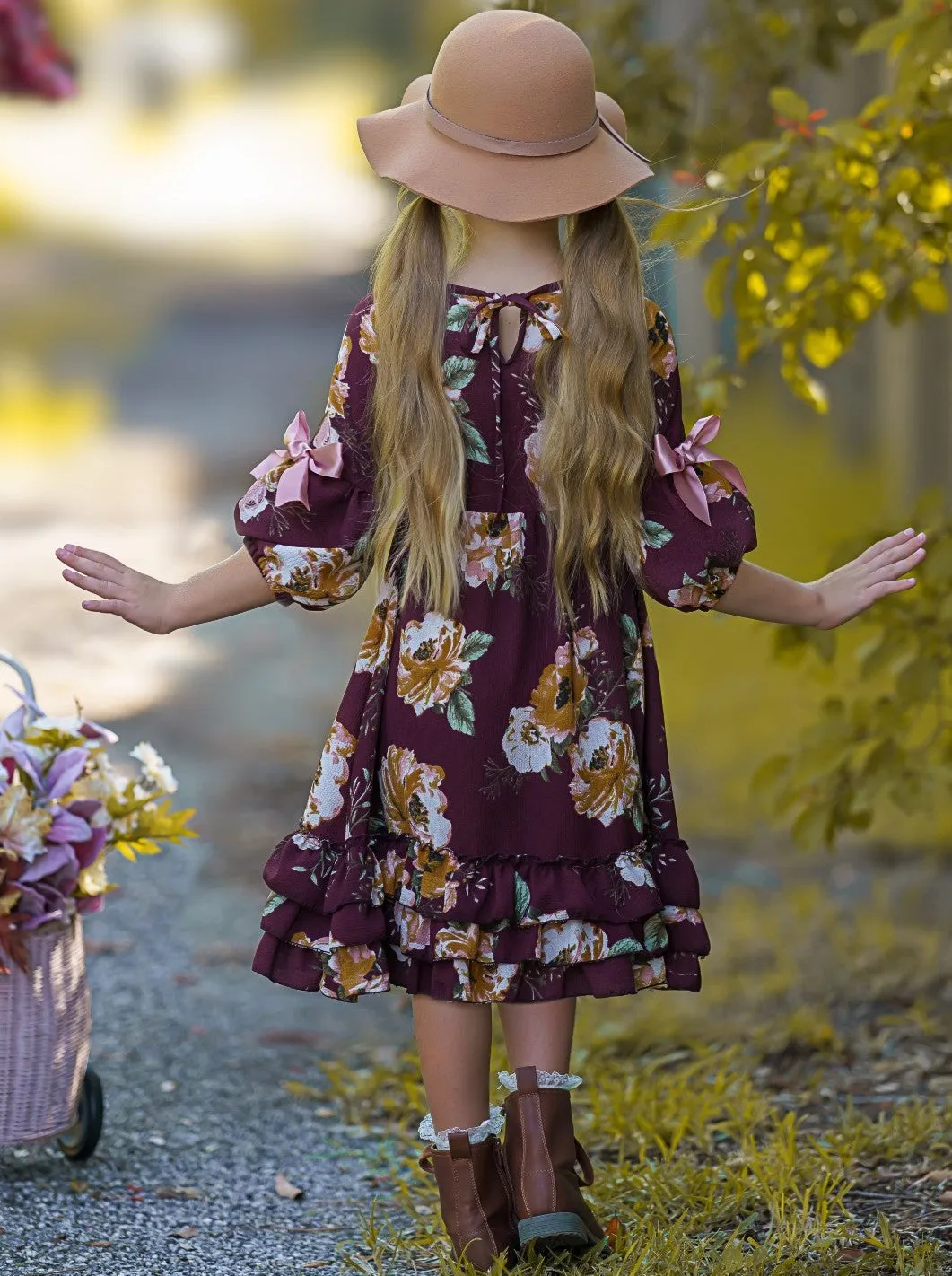 Cranberry Dreams Floral Cloda Dress