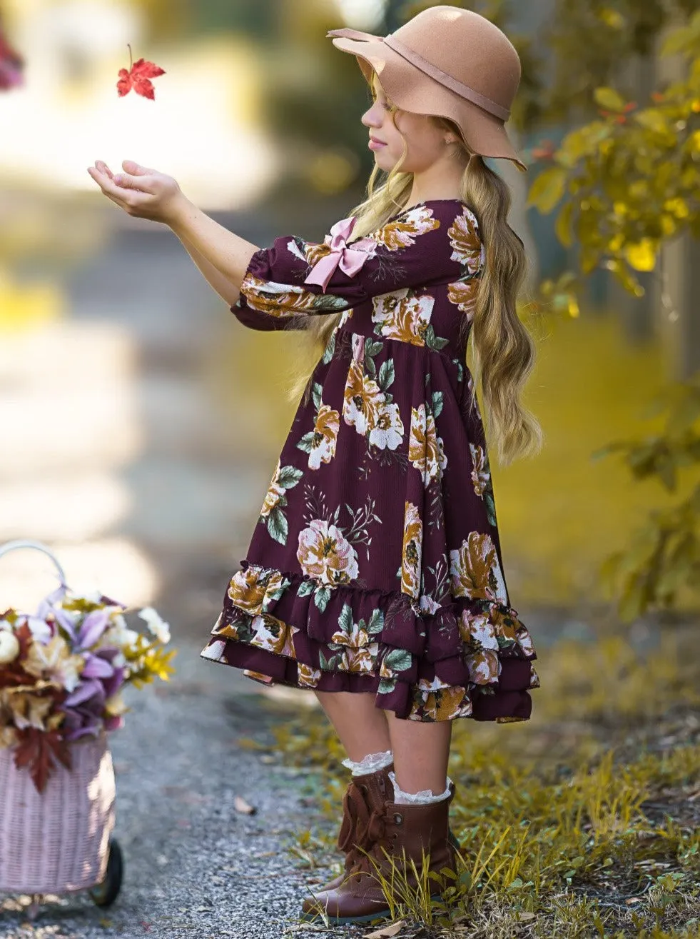 Cranberry Dreams Floral Cloda Dress