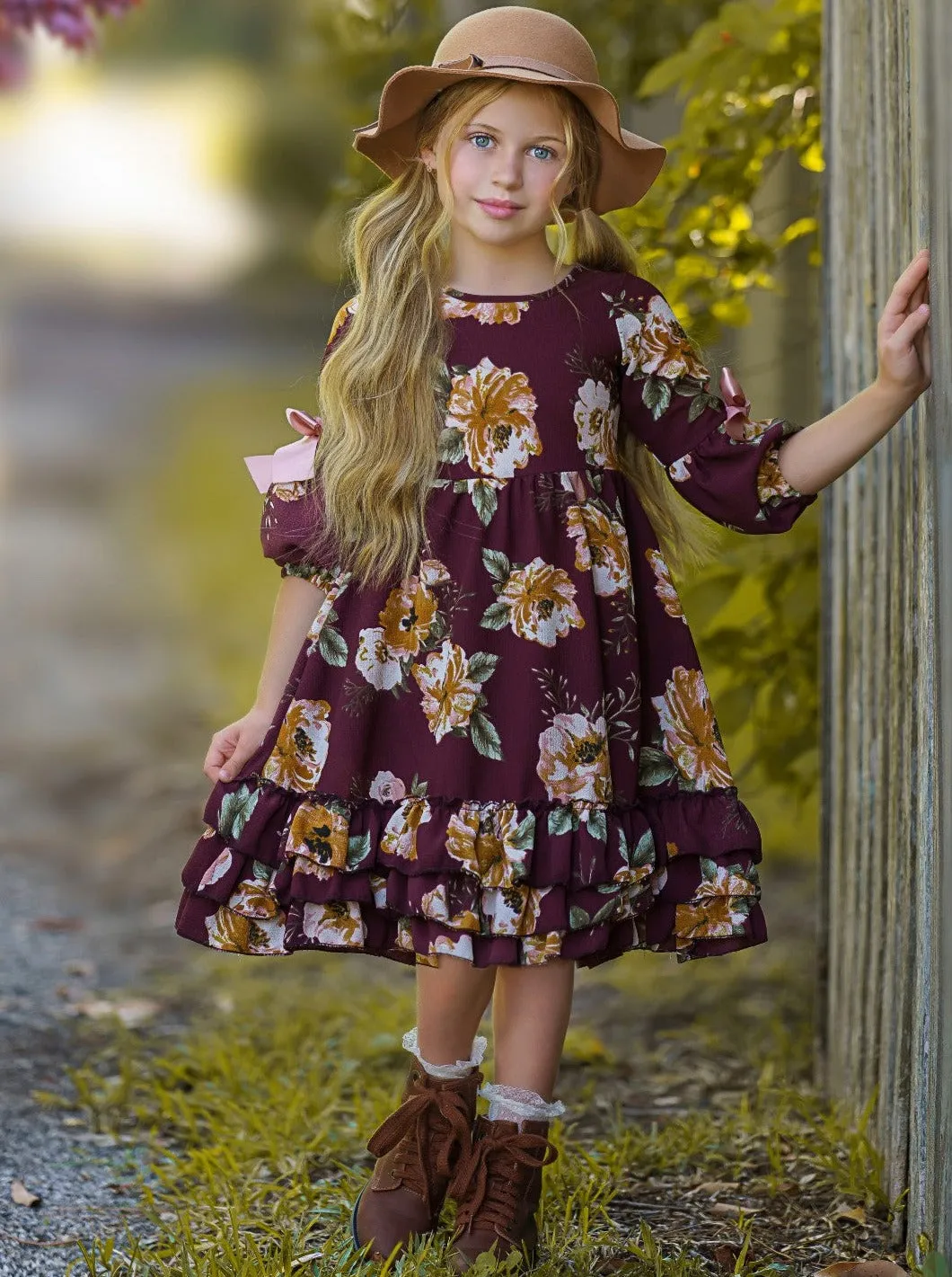 Cranberry Dreams Floral Cloda Dress