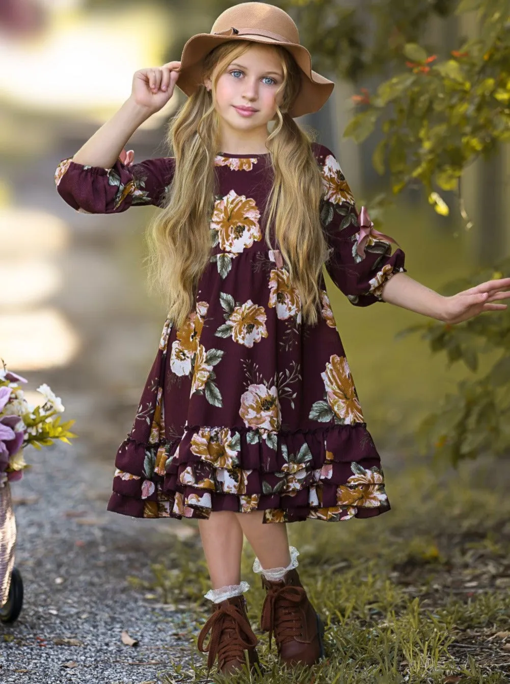 Cranberry Dreams Floral Cloda Dress