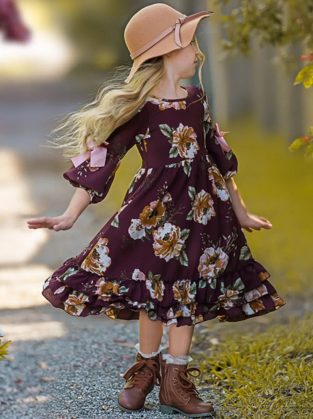 Cranberry Dreams Floral Cloda Dress