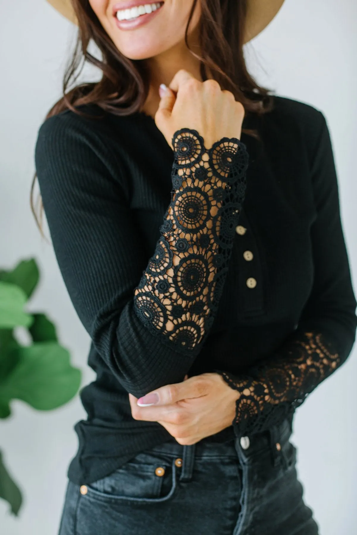 Crochet Sleeve Button Tunic | S-Xl