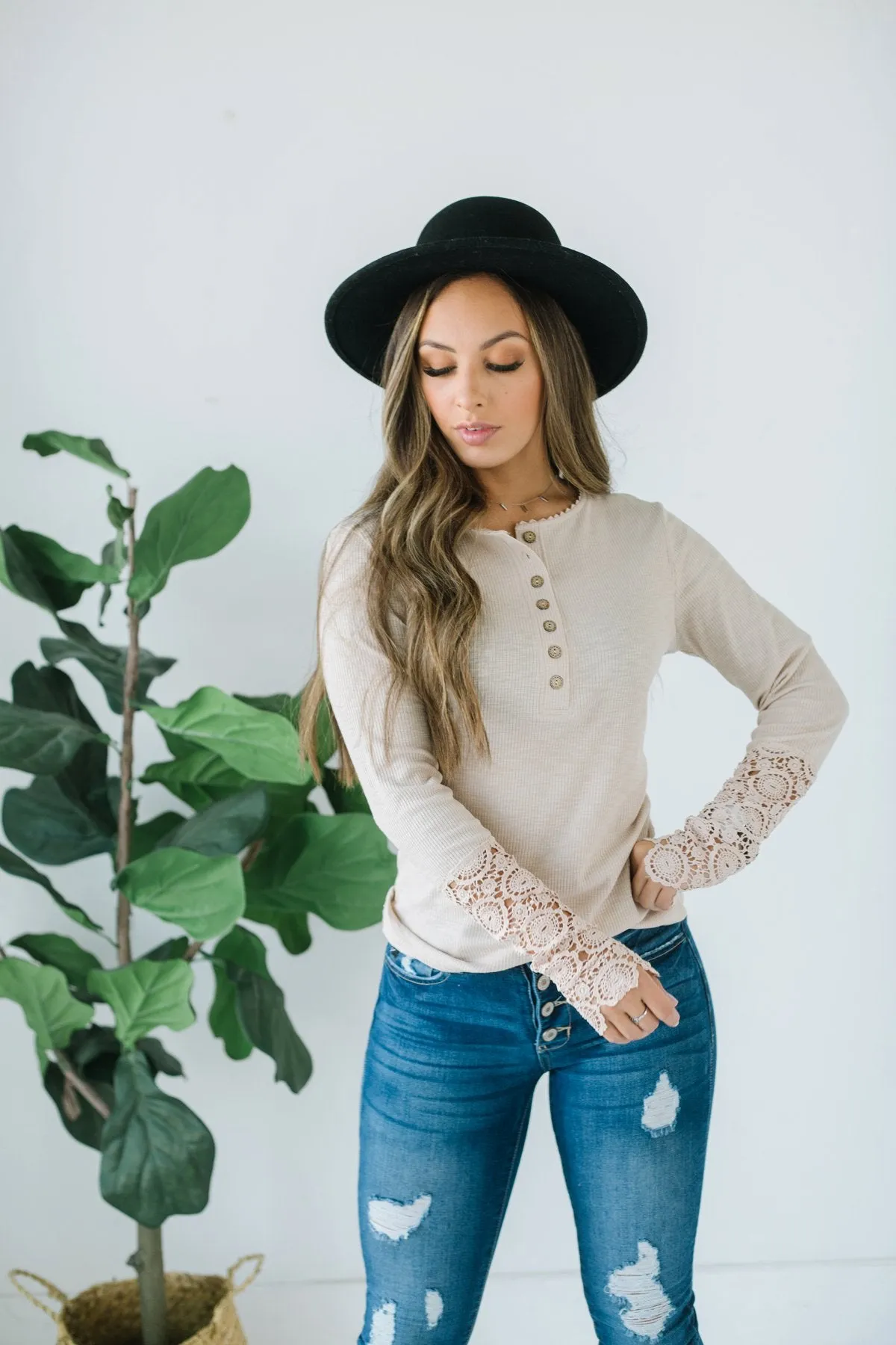 Crochet Sleeve Button Tunic | S-Xl