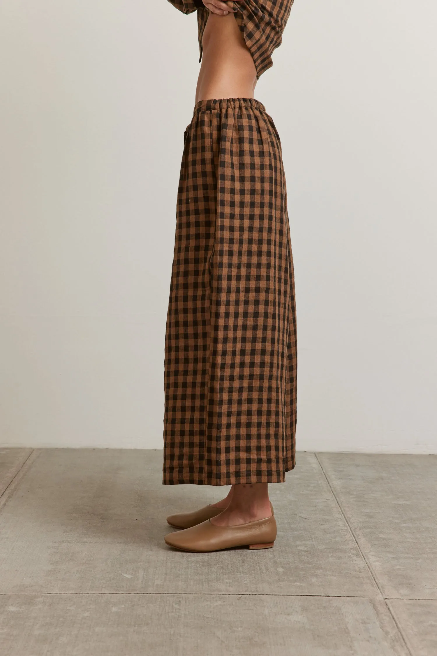 Cropped Linen Plaid Pants