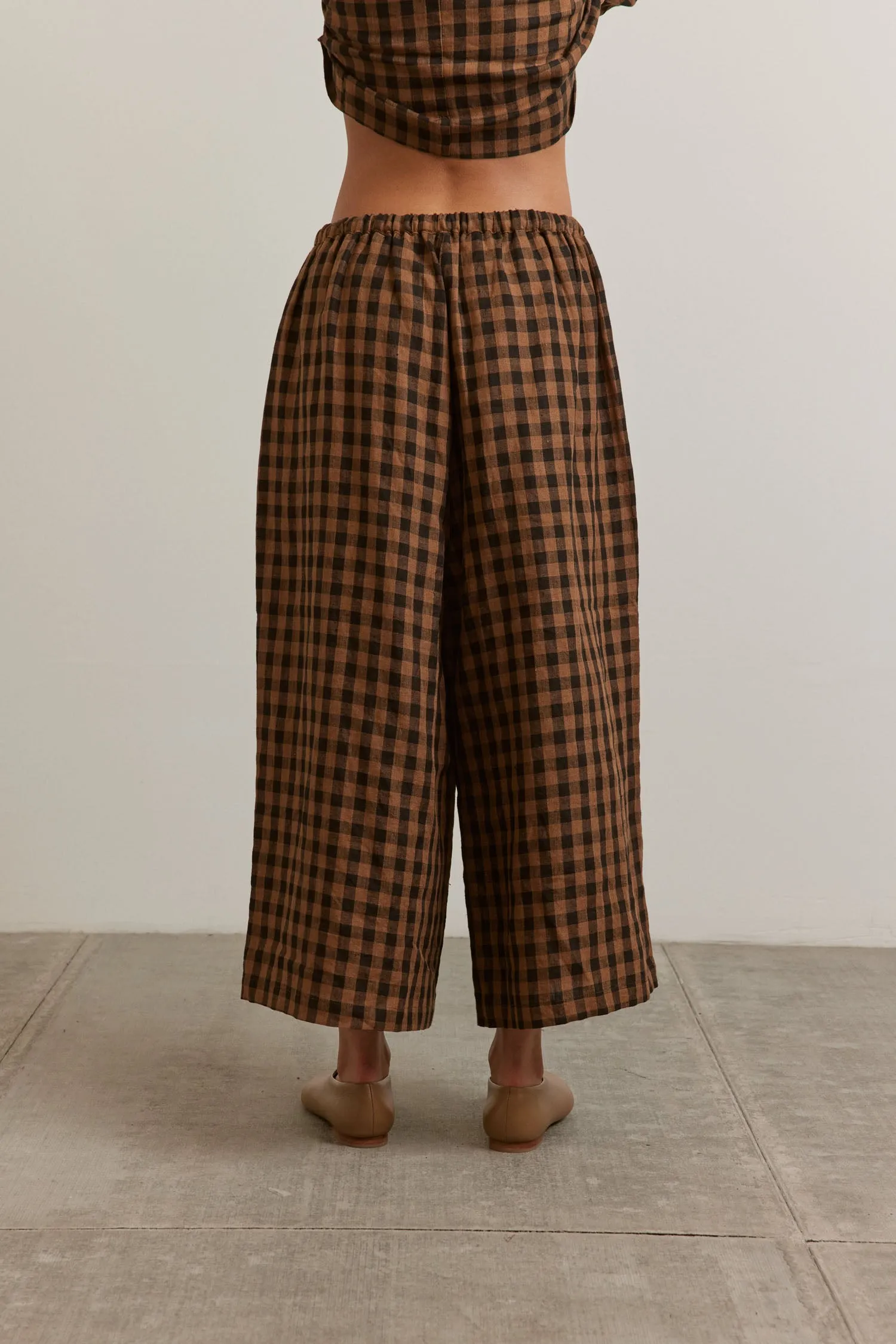 Cropped Linen Plaid Pants