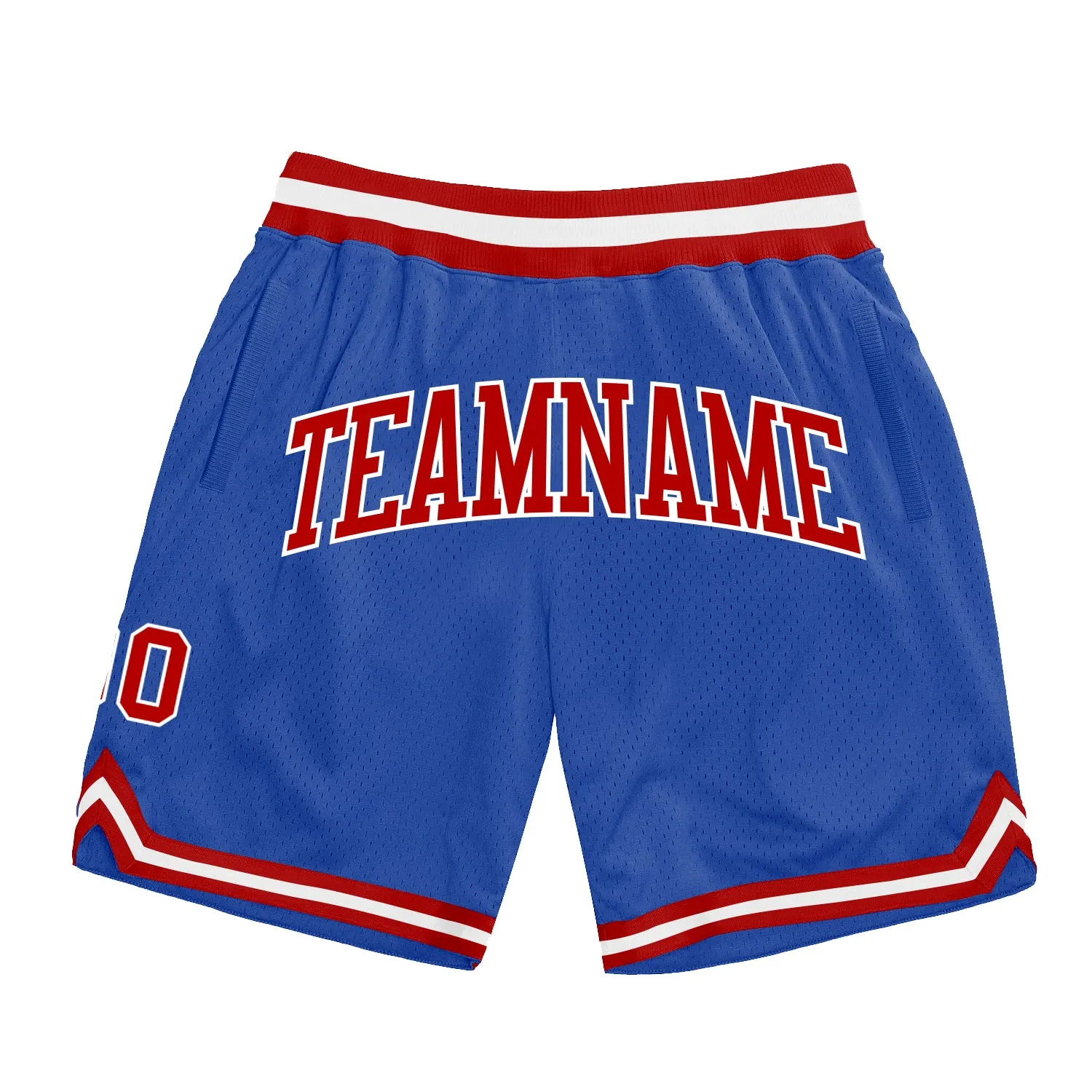 Custom Blue Red-White Authentic Throwback Basketball Shorts