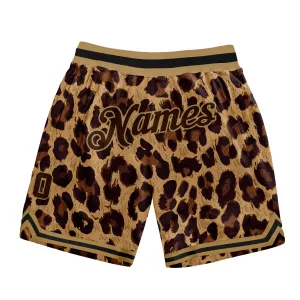 Custom Brown Brown-Old Gold 3D Pattern Design Leopard Authentic Basketball Shorts