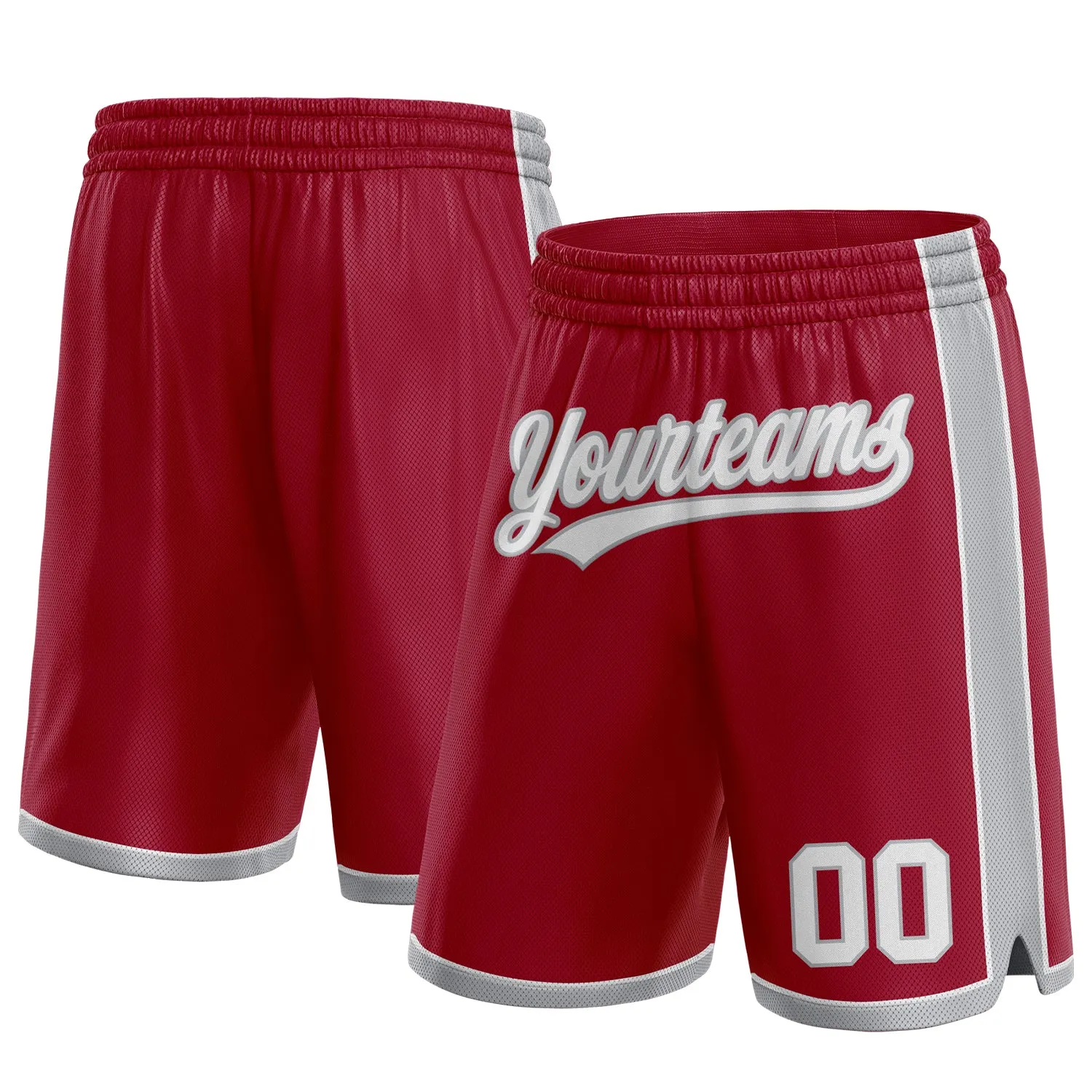 Custom Maroon White-Gray Authentic Basketball Shorts