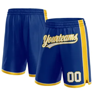 Custom Royal White-Yellow Authentic Basketball Shorts