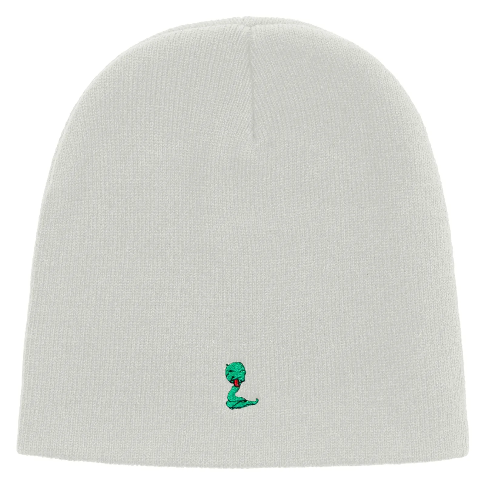 Cute Snake Embroidered 8 Inch Knitted Short Beanie