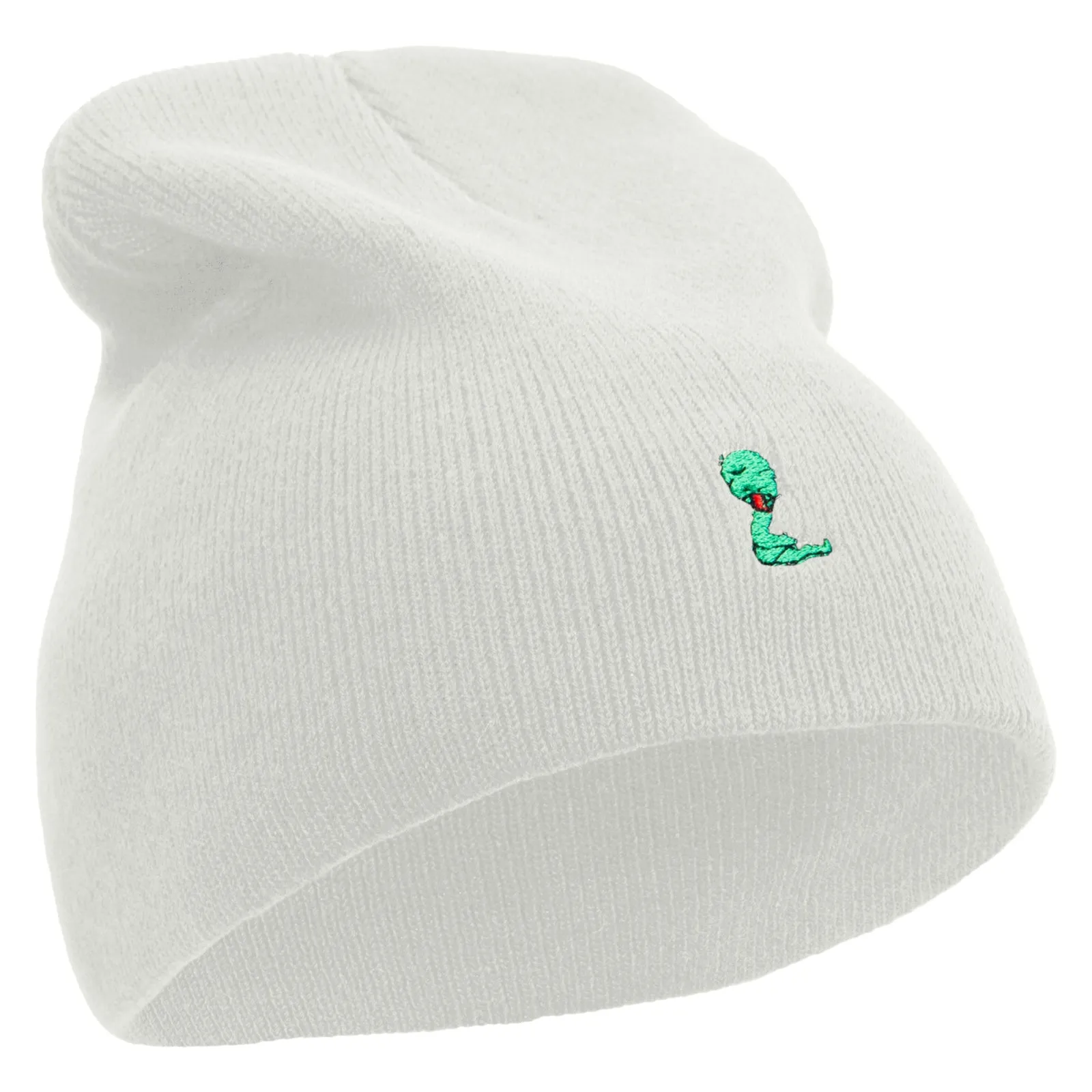 Cute Snake Embroidered 8 Inch Knitted Short Beanie