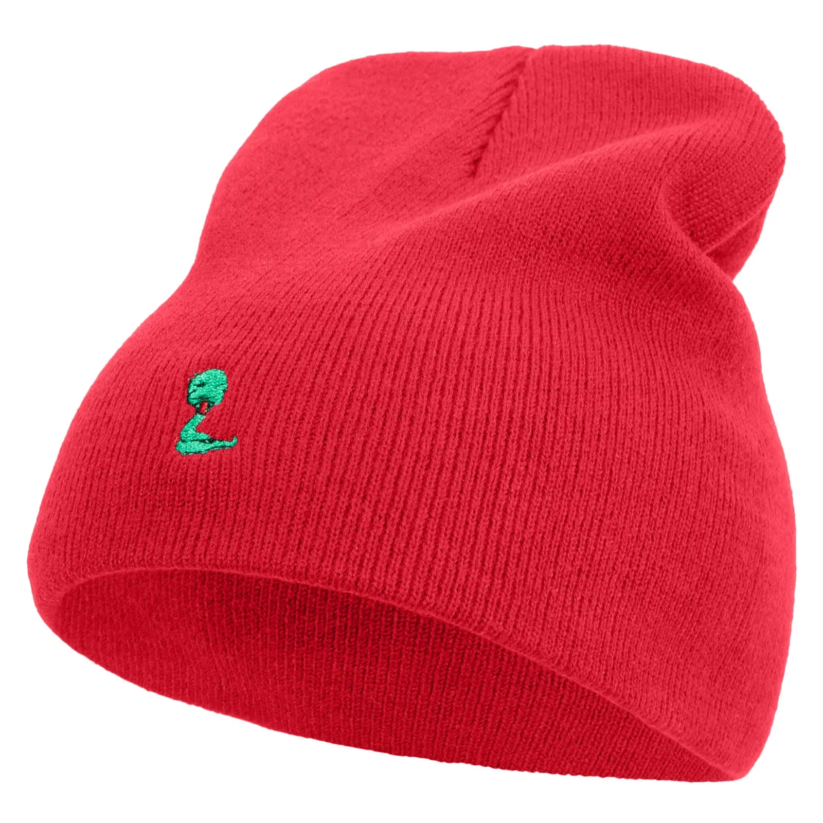 Cute Snake Embroidered 8 Inch Knitted Short Beanie