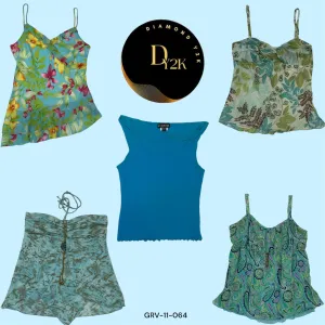 Cute Y2K Floral Cami in Blue – Essential Throwback (GRV-11-064)