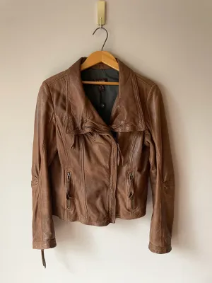 Danier Brown Genuine Leather Moto Jacket - Small