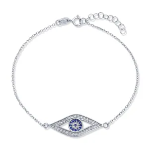 Delicate Protect Evil Eye Charm Bracelet CZ Gold Rose Plate .925 Silver