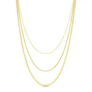 DELICATE TRIO 3 LAYER NECKLACE, GOLD