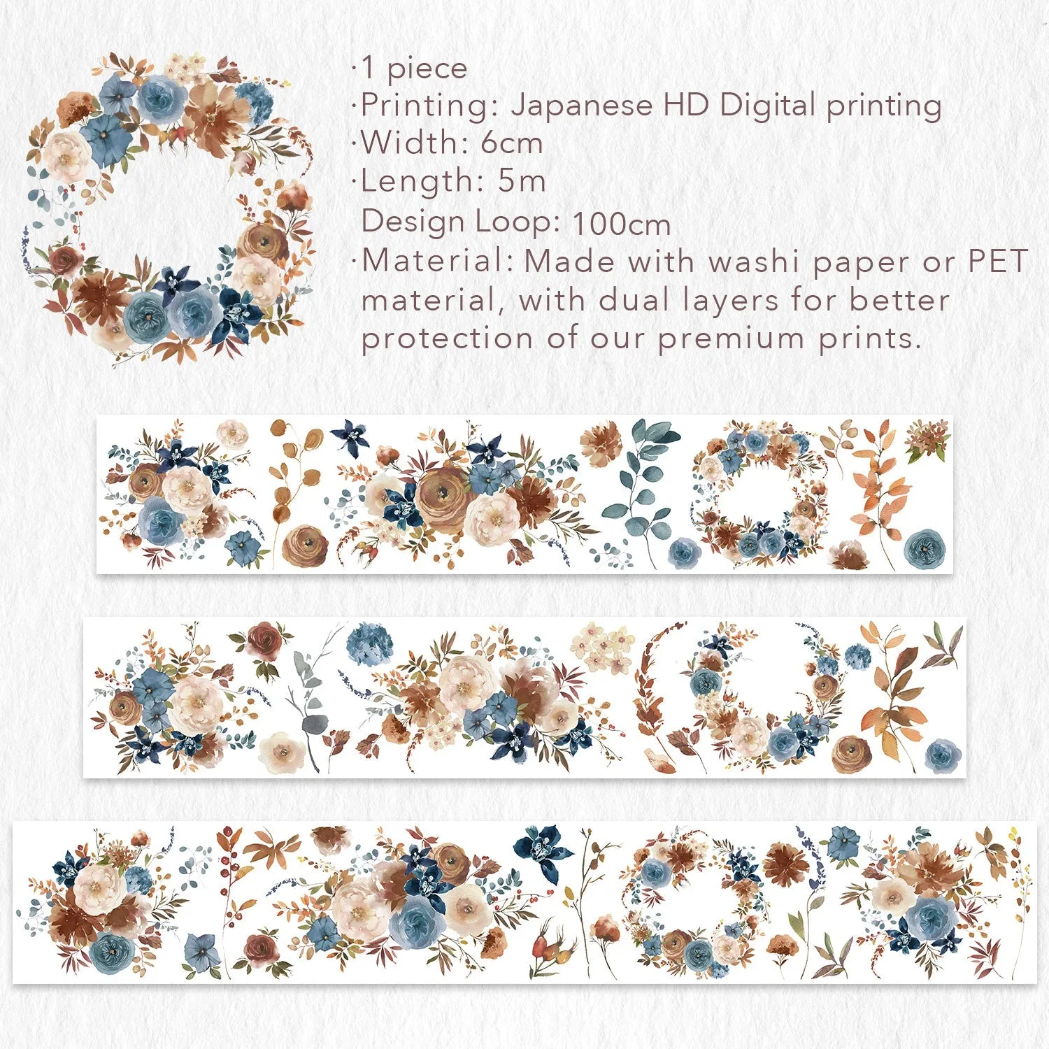 Dusty Blue & Cinnamon Wide Washi / PET Tape by The Washi Tape Shop