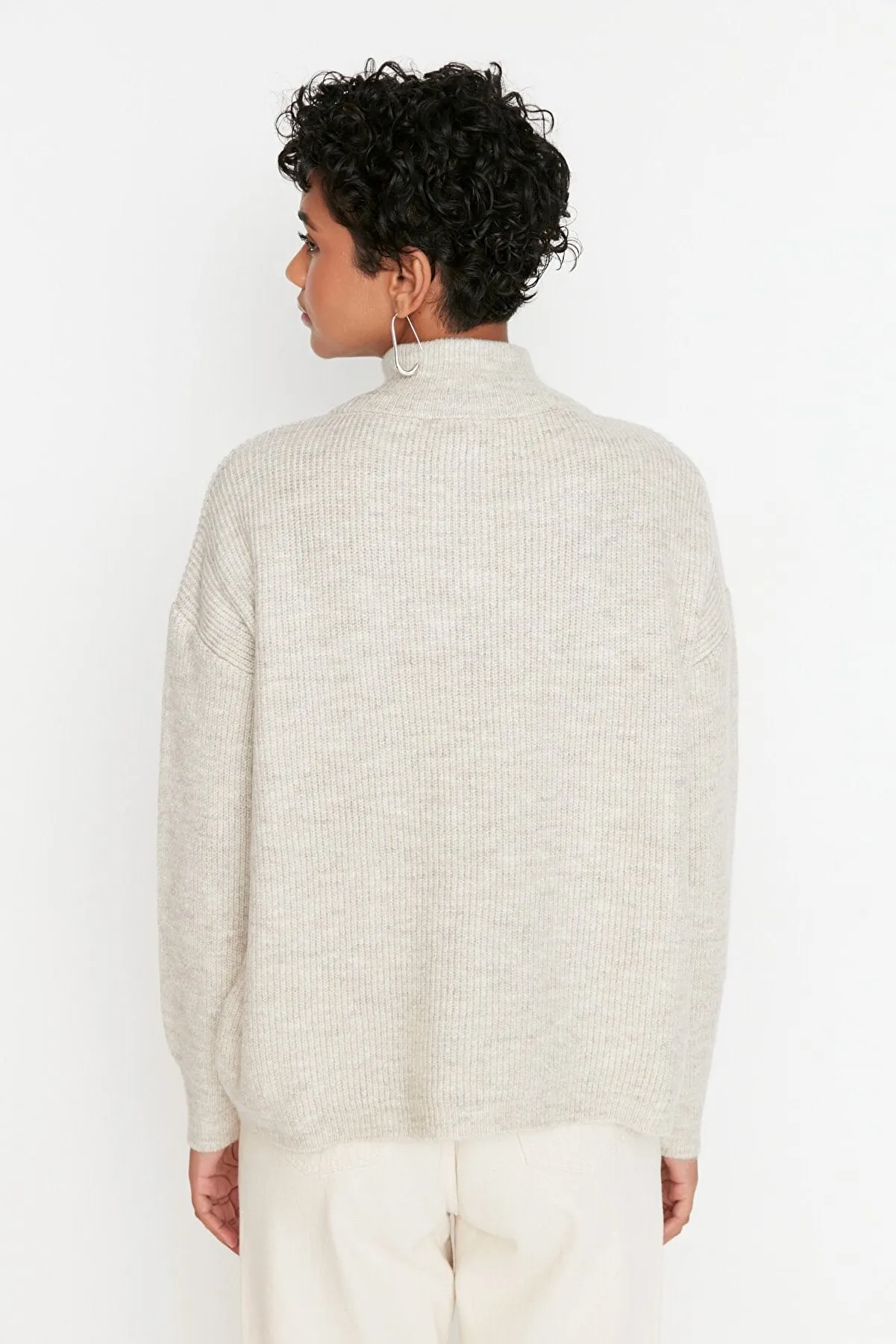 ecru zip sweater top