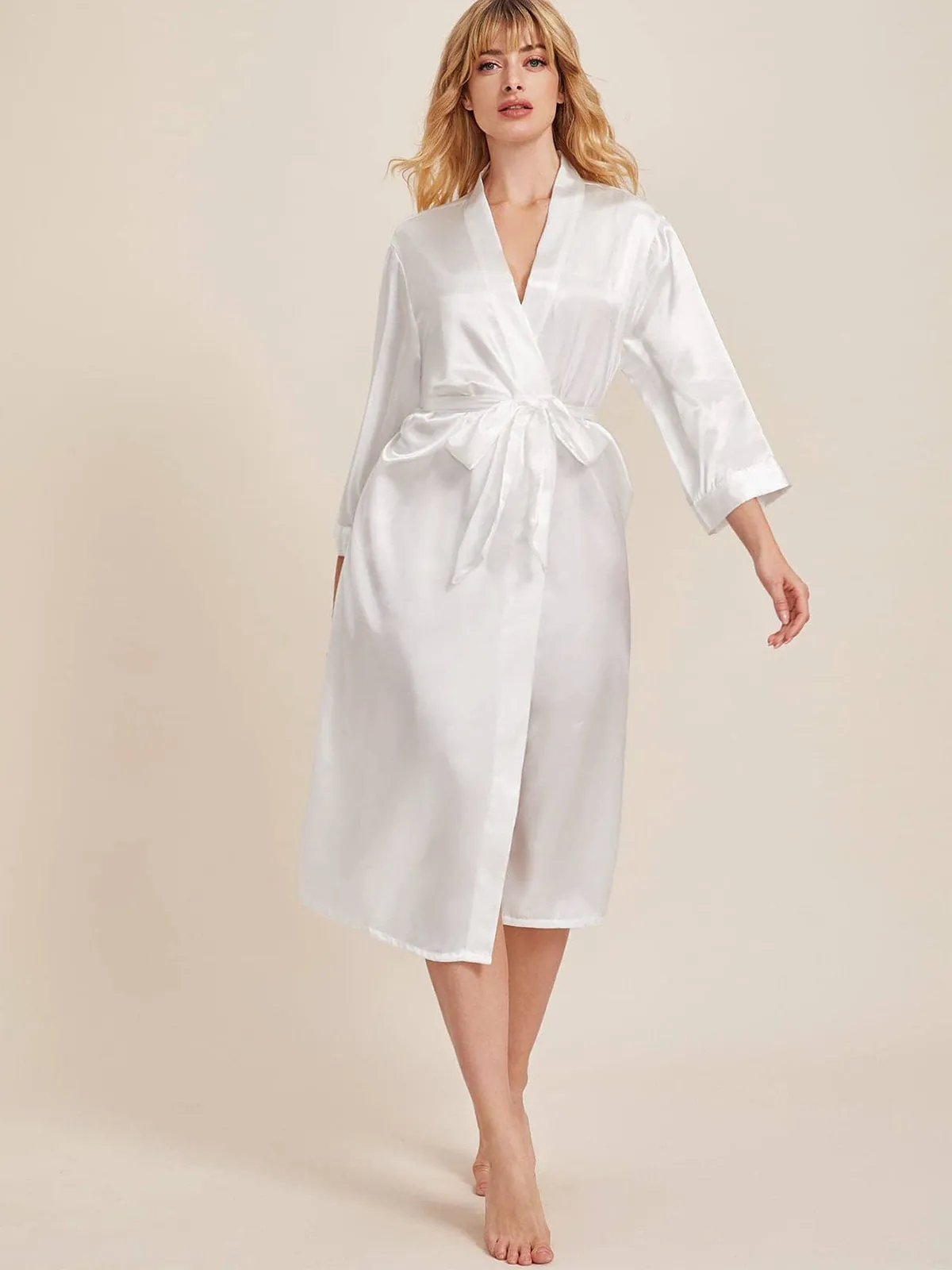 Elegant Long Solid Color Pajamas Embroidered Bride & Bridesmaid Robes