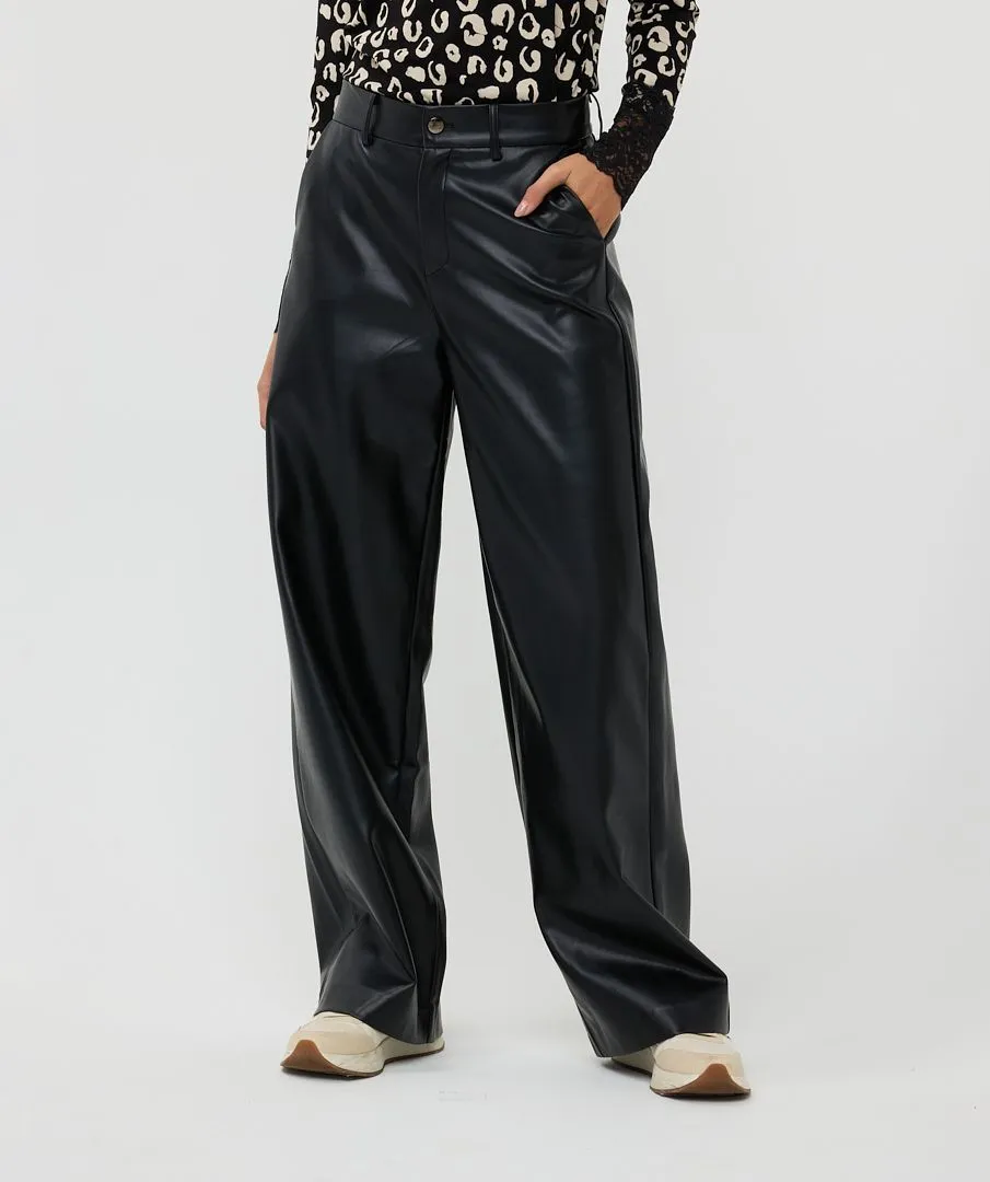 Esqualo Vegan Black Wide Leg Trousers