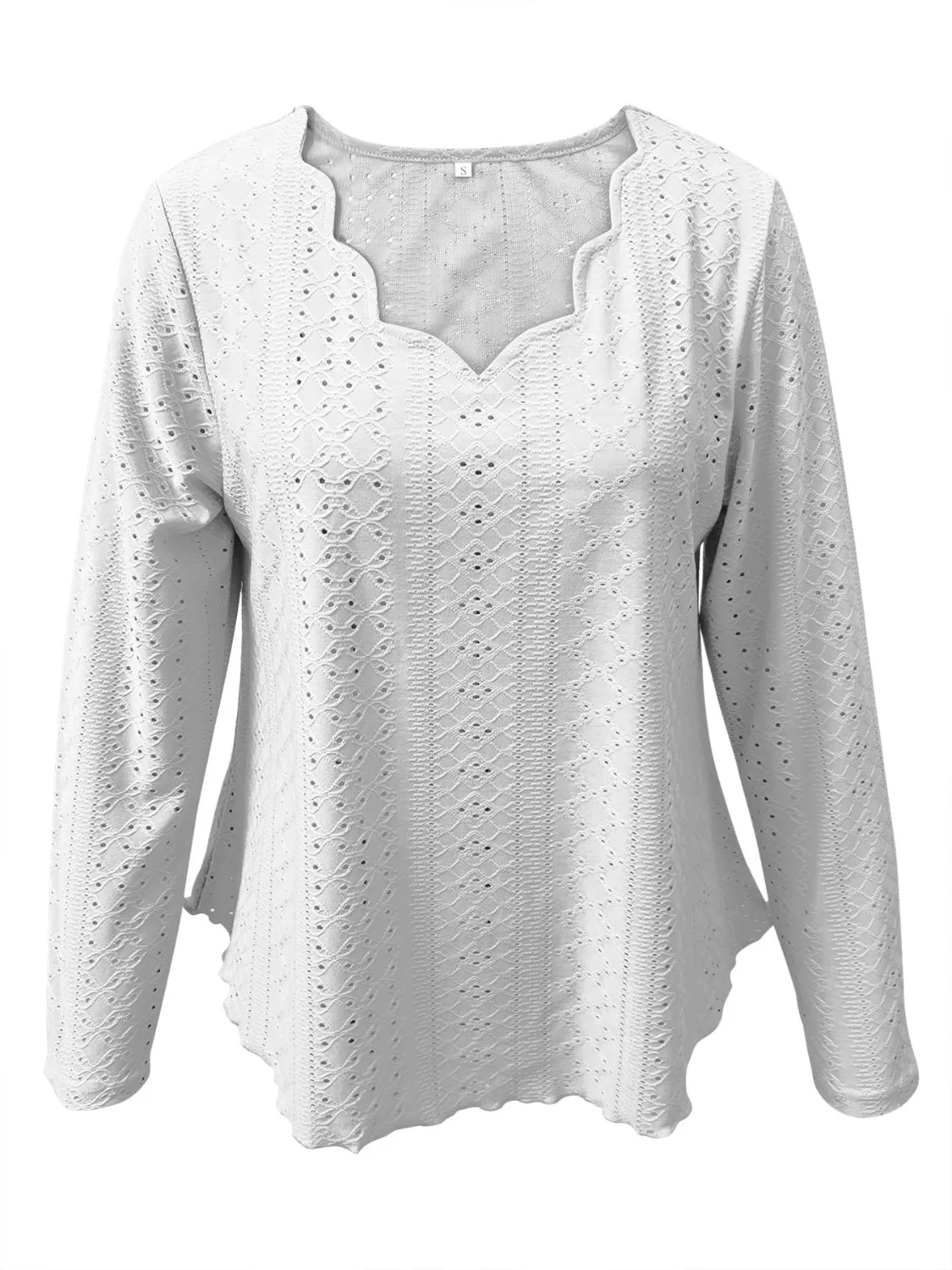 Eyelet Long Sleeve Blouse | Casual Blouse