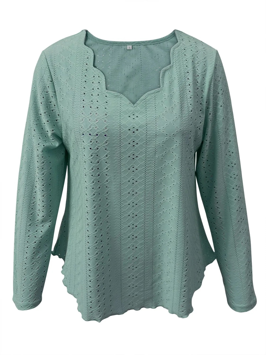 Eyelet Long Sleeve Blouse | Casual Blouse