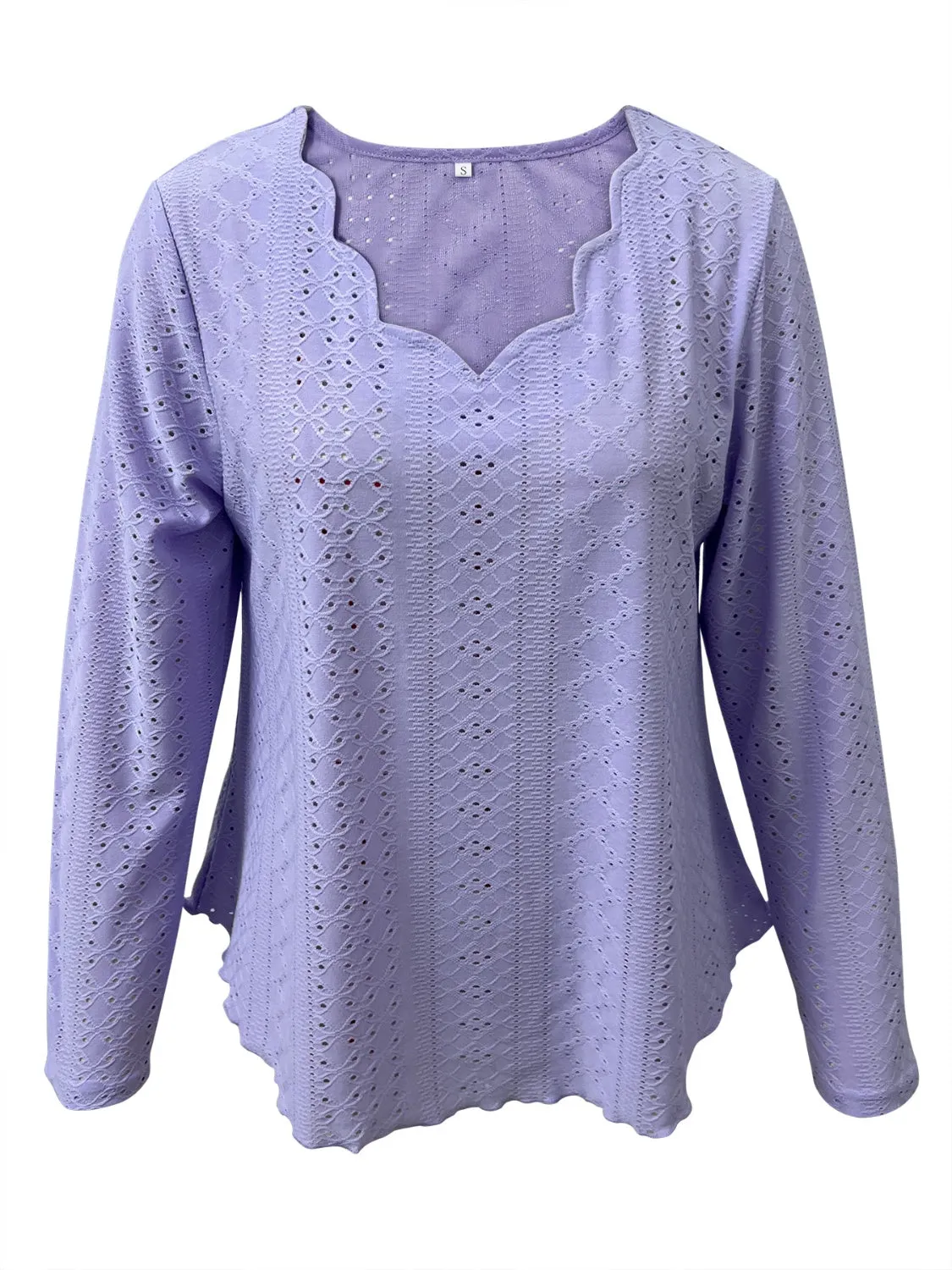 Eyelet Long Sleeve Blouse | Casual Blouse