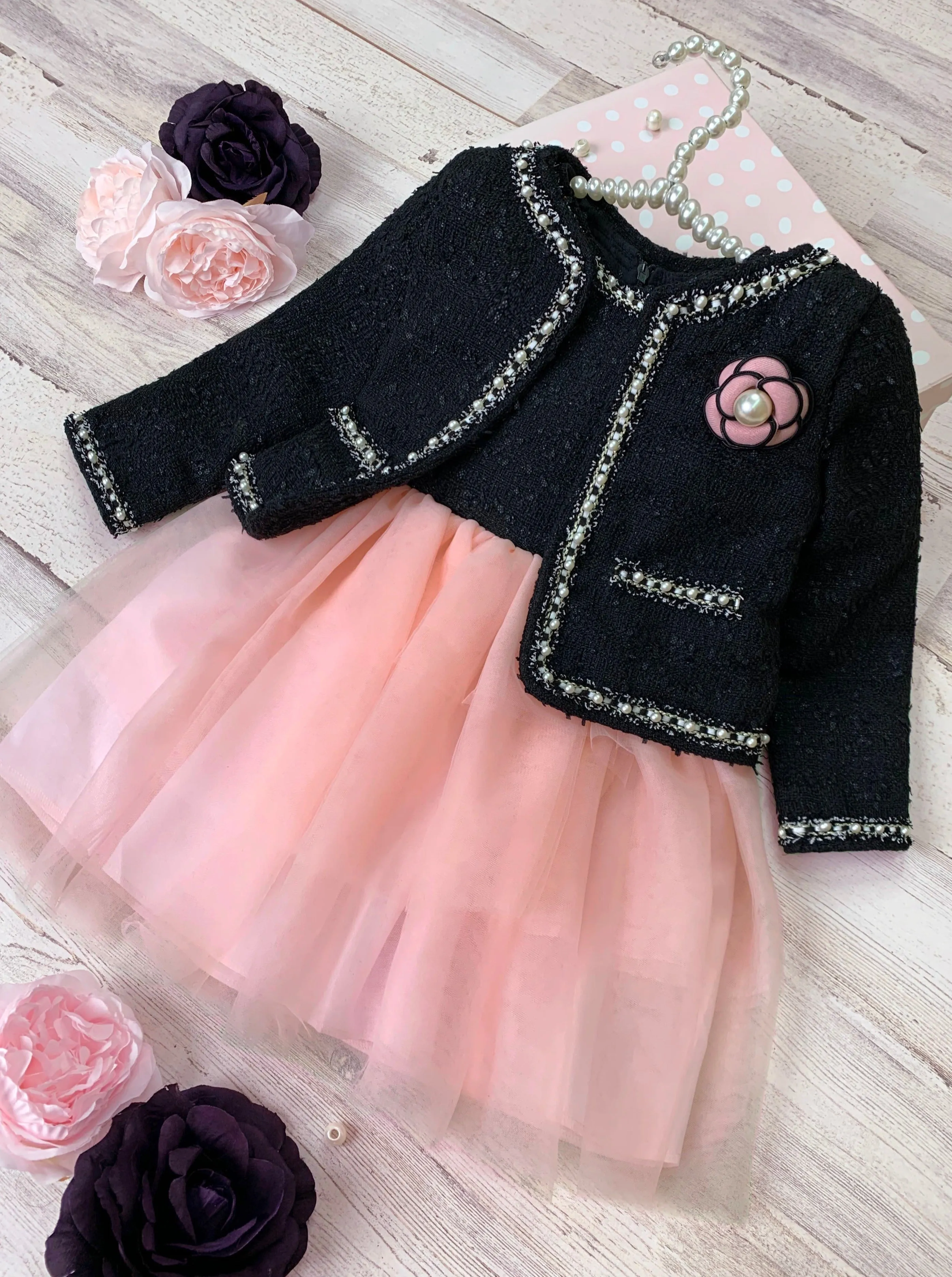 Fabulousity Tweed Blazer and Tulle Tutu Dress Set